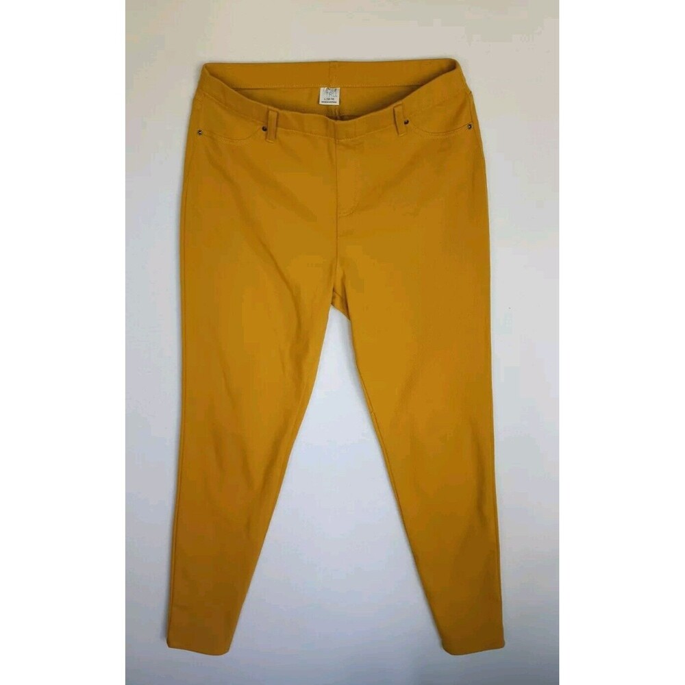 Time And Tru Stretchy Straight Leg Pull-On Women's Jeggings Sz 12-14 Yellow/Gold